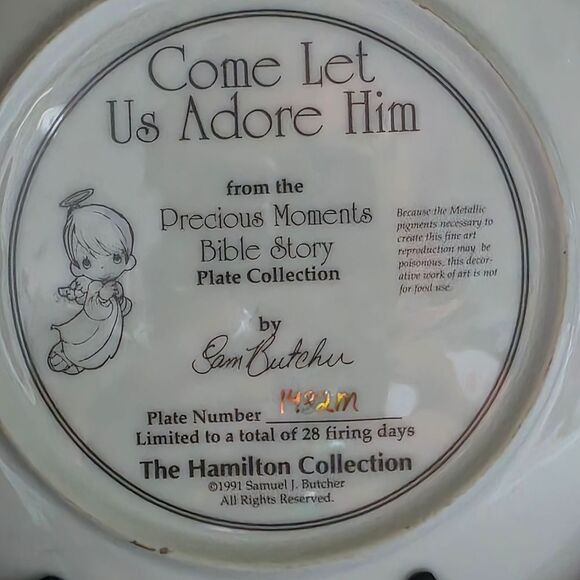 "Come Let Us Adore Him" 1991 Hamilton Collection 8" Plate In Plate Frame - Picture 3 of 3